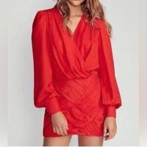 Free People Let’s Dance Red Jacquard Mini Dress Sz 8 NWT
